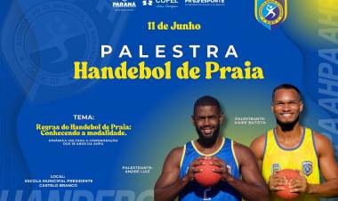 Escola Presidente Castelo Branco recebe palestra sobre Handebol de Praia com atletas da Seleção Brasileira