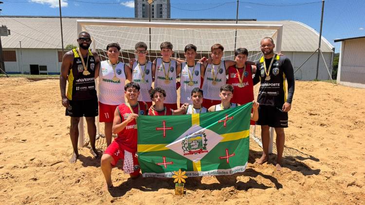 AHPA/SESPOR/SICOOB/Paranaguá conquista ouro no masculino e prata no feminino no handebol de praia dos Jogos da Juventude do Paraná 2026